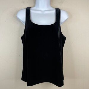 Vintage Y2K Velvet Tank Top Womens Petite Large Black Holiday Cocktail Party